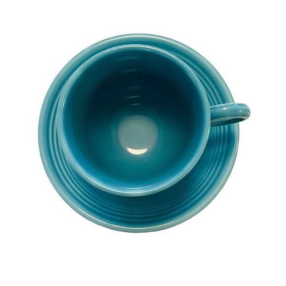 Vintage Mid-Century MCM Fiestaware Turquoise Teacup & Saucer - Picture 2 of 5